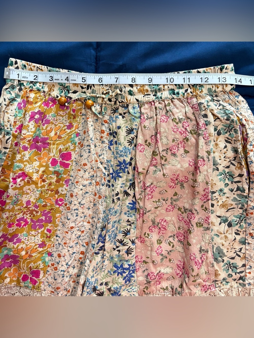 NWT- Boho Patchwork Lace-Tier Wide Leg Pants in Multicolor Young Threads - Picture 7 of 16